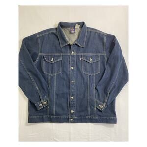 Vintage Revival Lion Mens XXL Dark Denim Jean Jacket 90s